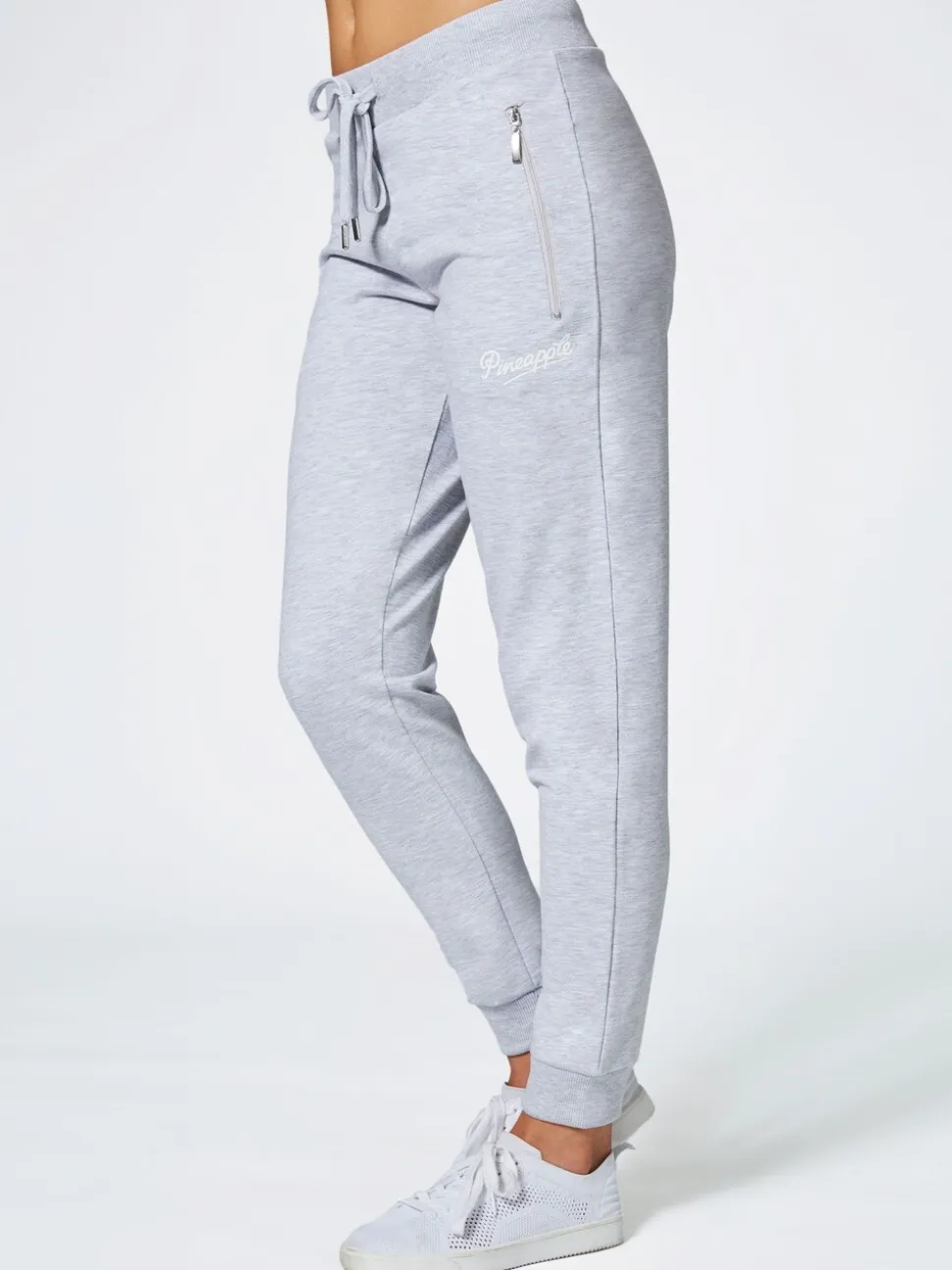 Lichtgrijs - Skinny joggingbroek met ananasprint en rits