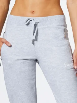 Lichtgrijs - Skinny joggingbroek met ananasprint en rits