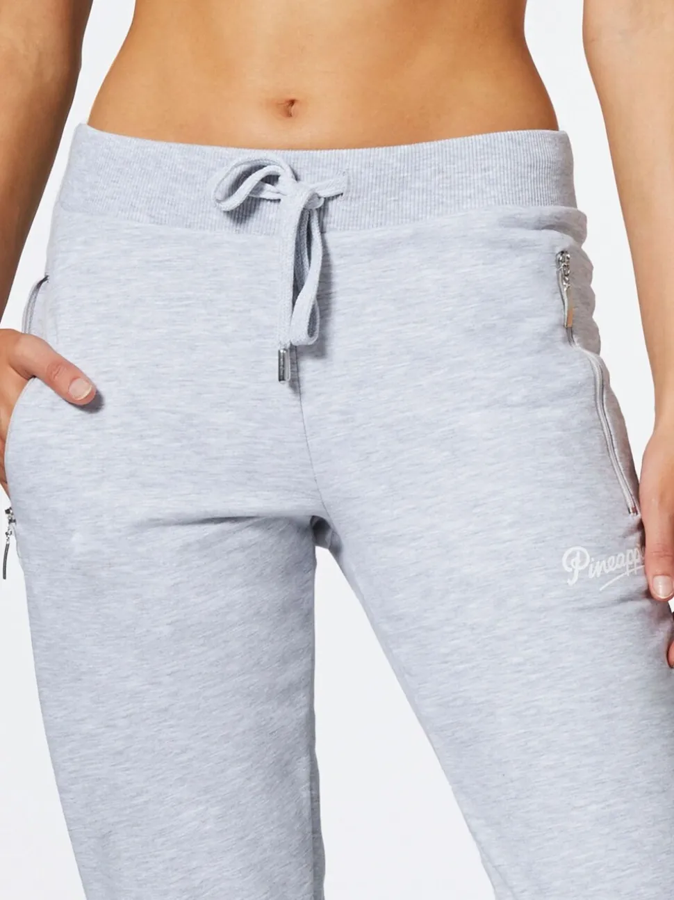 Lichtgrijs - Skinny joggingbroek met ananasprint en rits