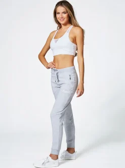Lichtgrijs - Skinny joggingbroek met ananasprint en rits