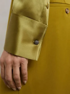 Lichtgroen - Reiss Ameira Silk-Satin Concealed-Placket Shirt