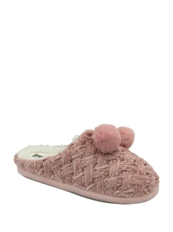 Lichtroze - Dunlop - Gebreide pantoffelmuiltjes met dichte neus voor dames