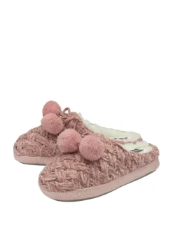Lichtroze - Dunlop - Gebreide pantoffelmuiltjes met dichte neus voor dames