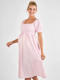 Lichtroze - JoJo Maman Bébé gesmokte midi-zwangerschapsjurk met bloemenprint