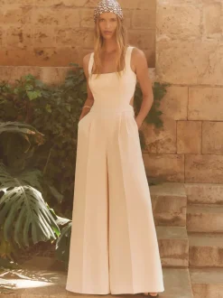 Lichtroze - Reiss Dion Wide-Leg Cut-Out Jumpsuit