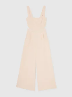 Lichtroze - Reiss Dion Wide-Leg Cut-Out Jumpsuit