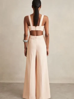 Lichtroze - Reiss Dion Wide-Leg Cut-Out Jumpsuit