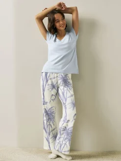 Lila paarse palm - Pyjama met korte mouwen