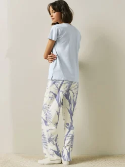 Lila paarse palm - Pyjama met korte mouwen