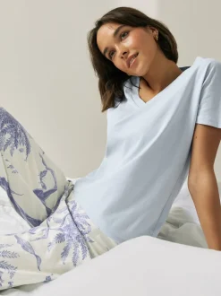 Lila paarse palm - Pyjama met korte mouwen
