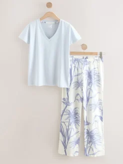 Lila paarse palm - Pyjama met korte mouwen
