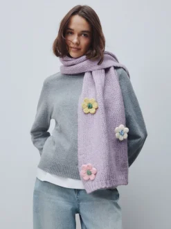 Lilac Flower - Hand Knit Heavyweight Scarf