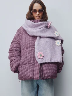 Lilac Flower - Hand Knit Heavyweight Scarf