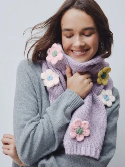 Lilac Flower - Hand Knit Heavyweight Scarf