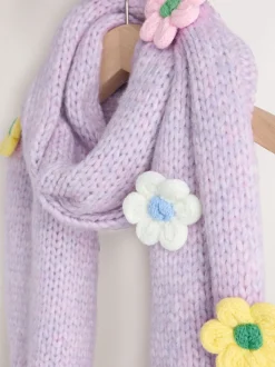 Lilac Flower - Hand Knit Heavyweight Scarf
