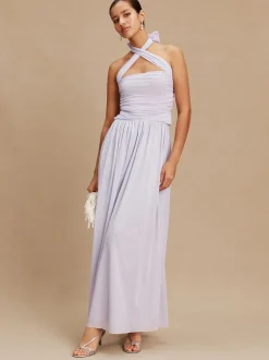 Lila-paars - Multiway mesh Maxi-jurk voor Bruiloftsgasten