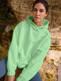 Limoengroen - Soft Teddy Borg Longsleeve Hoodie