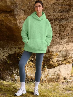 Limoengroen - Soft Teddy Borg Longsleeve Hoodie