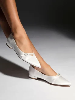 Linzi Bridal Engaged Pointed Toe Ballet Flats With Buckle Detail
