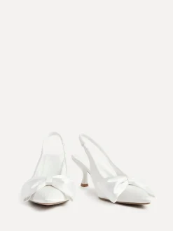 Linzi Bridal Merlot Satin Slingback Court Heels With Bow Detail