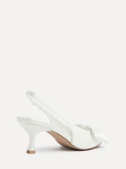 Linzi Bridal Merlot Satin Slingback Court Heels With Bow Detail