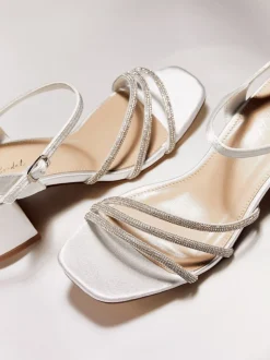 Linzi Bridal Wide Fit Mariah Open Back Heels With Diamante Triple Front