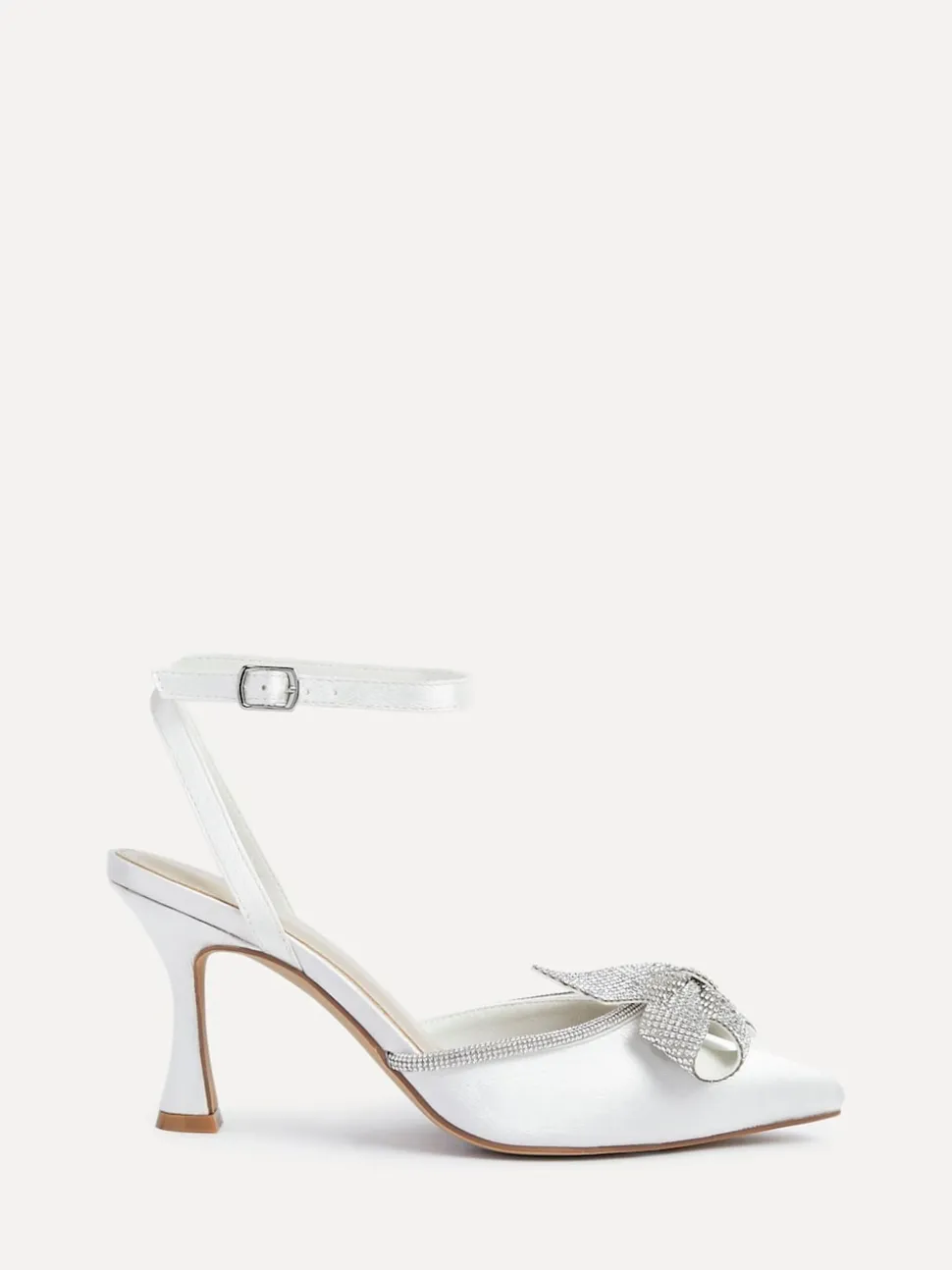Linzi Bruidskleding Angela Satijn Diamante Strik detail pumps
