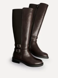 Linzi Fierce High Leg Boots With Double Buckle Detail