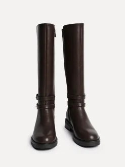 Linzi Fierce High Leg Boots With Double Buckle Detail