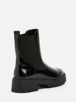 Linzi Landon Chunky Croc Mix Ankle Boots With Stud Detail Sole