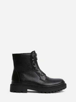 Linzi Launch Military Boots With Front Zip Detail