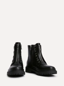 Linzi Launch Military Boots With Front Zip Detail