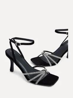Linzi Polly stilettohak sandalen met diamanté knoopdetail