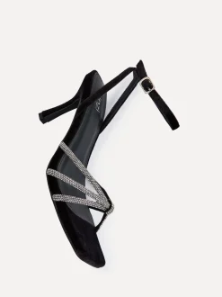 Linzi Polly stilettohak sandalen met diamanté knoopdetail