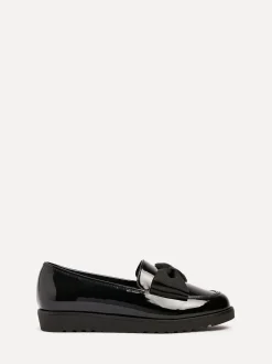 Linzi Wide Fit Violetta Classic Slip-On Loafers With Fabric Bow Detail