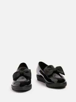 Linzi Wide Fit Violetta Classic Slip-On Loafers With Fabric Bow Detail