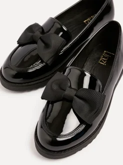 Linzi Wide Fit Violetta Classic Slip-On Loafers With Fabric Bow Detail