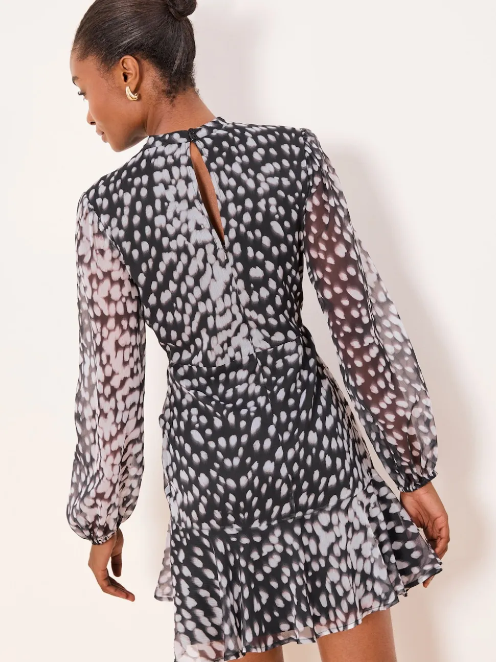 Lipsy Animal Print Gathered Waist Woven Mini Dress