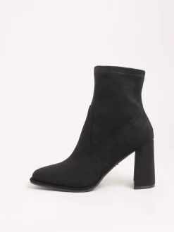 Lipsy Block Heel Stretch Faux Suede Ankle Sock Boots
