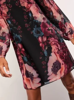 Lipsy Blouson Sleeve Mini Shift Dress