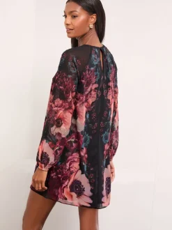 Lipsy Blouson Sleeve Mini Shift Dress