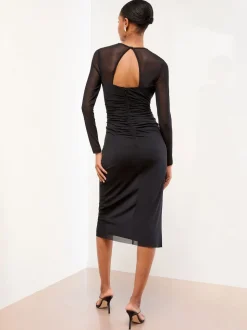 Lipsy bodycon midi-jurk van mesh met lange mouwen en versierde rand