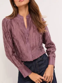 Lipsy Button Down Burnout Detail Shirt