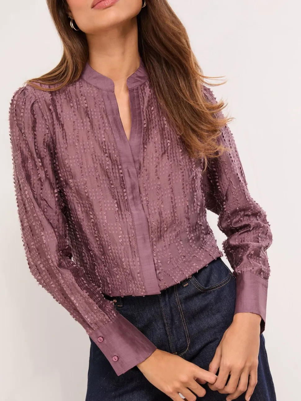 Lipsy Button Down Burnout Detail Shirt