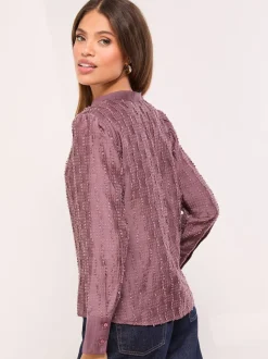 Lipsy Button Down Burnout Detail Shirt