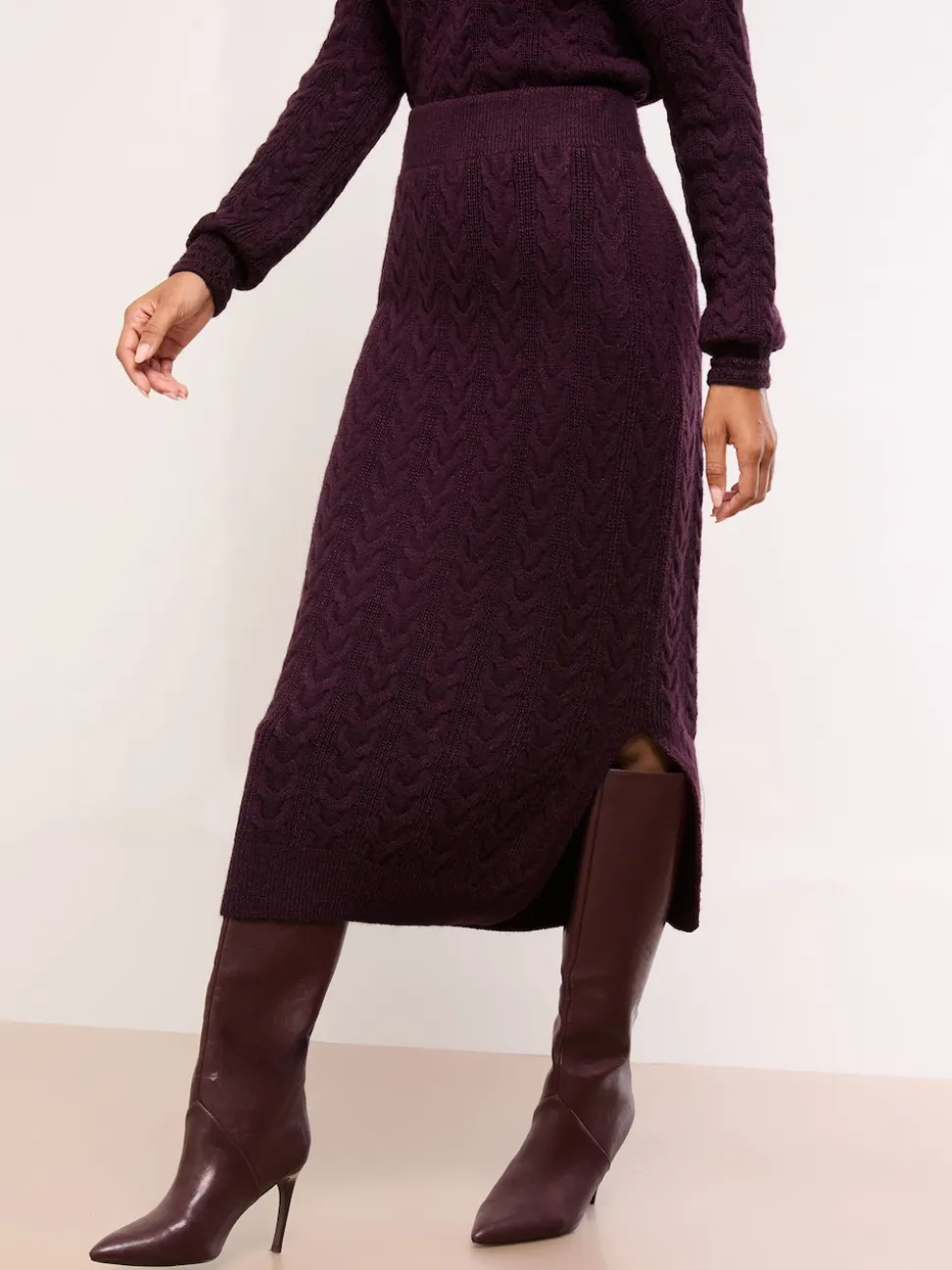 Lipsy Cable Knit Co Ord Midi Skirt