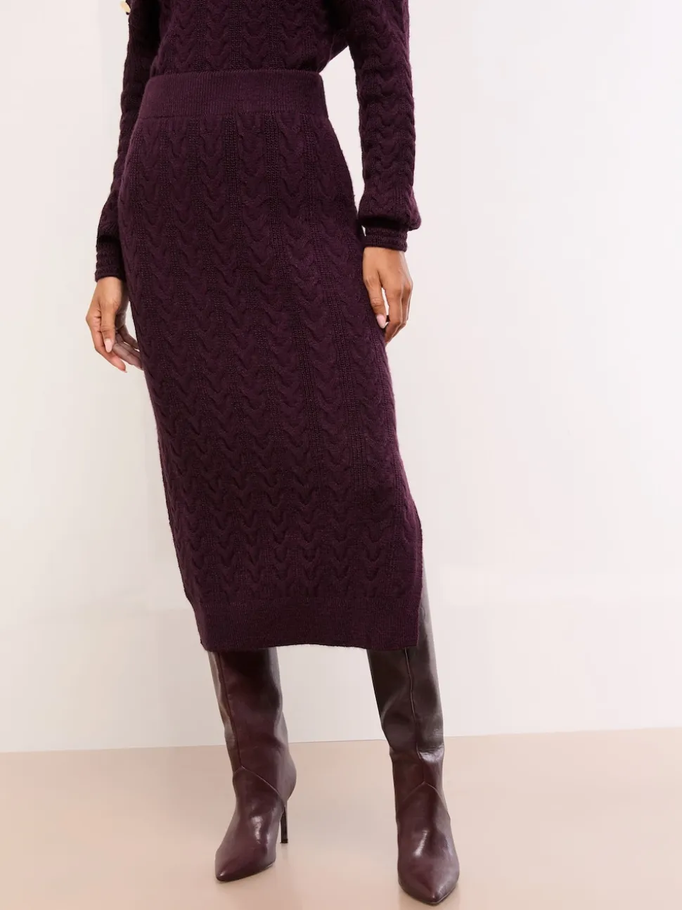 Lipsy Cable Knit Co Ord Midi Skirt