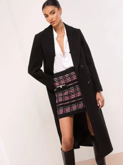 Lipsy Checked Boucle Trim Detail Knitted Mini Skirt