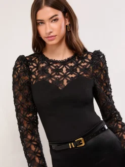 Lipsy 3D Fabric Puff Sleeve Top