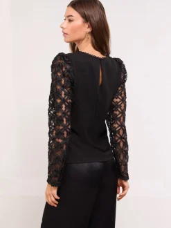 Lipsy 3D Fabric Puff Sleeve Top